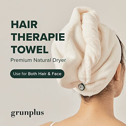GRUNPLUS 100% Pure Cotton Hair Towel |Hair Wrap Towel | Hair Towel | Hair Drying Towel | Hands-Free Dryer | Fast Drying Hair Wrap | Cotton Hair Towel | 8.7 X 24 in, 0.19 lb