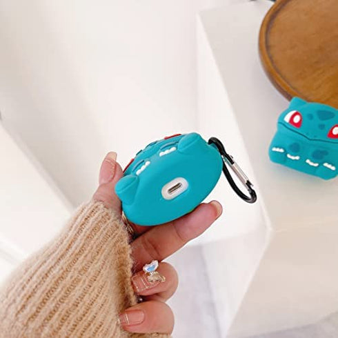 ZBDLXMD Compatible with AirPods 3rd Generation case,(2021 Release) Cute 3D Cartoon Kawaii Funny Fun case,Soft Silicone Shockproof Keychain Charging Box.Compatible 3 Skin Cases(Bulbasaur)