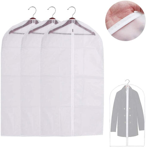 3 Garment Bag Travel Suit Dress Storage 53" Clear Cover Full Zipper Coat Carrier