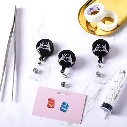 3 Pieces X-Ray Badge Reel Retractable X-Ray Hands Heart Nursing Name Badge Clips X-Ray ID Badge Holder Radiology Tech Badge Holder with Alligator Clip for Nurse Doctors Teacher Student Volunteer