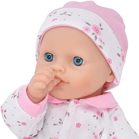 12 Inch Soft Body Baby Doll in Gift Box, Baby Doll with Pacifier, Blanket and Pink Floral Clothes