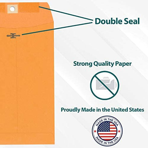 Clasp Envelopes - 10x13 Inch Brown Kraft Catalog Envelopes with Clasp Closure & Gummed Seal – 28lb Heavyweight Paper Envelopes for Home, Office, Business, Legal or School 15 Pack 10x13, Brown Kraft