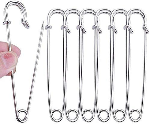 BESTCYC 10pcs 10.1cm x 22mm Silvery Extra Large Heavy Duty Safety Pins-Stainless Steel Safety Pins for Blankets, Skirts, Kilts, Knitted Fabric,Crafts