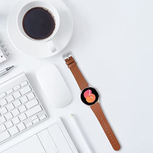 Compatible with Galaxy Watch 3 41mm Band/ Galaxy Watch 42mm Band Leather,20mm Replacement Strap Band Compatible with Samsung Galaxy Watch 3 41mm band(Leather Brown)