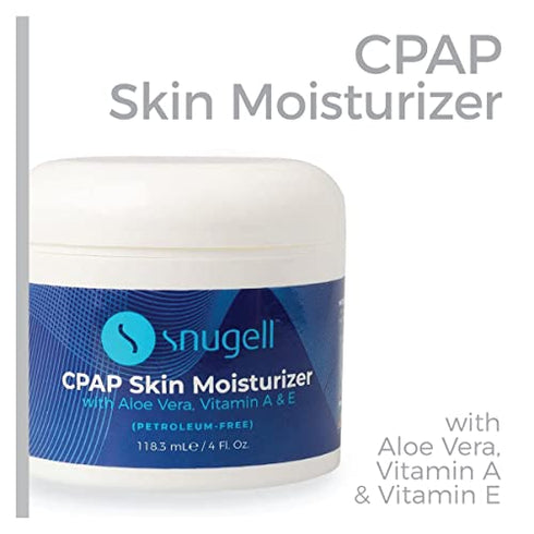 CPAP Skin Moisturizer by Snugell™ | Daily Face Cream with Aloe Vera and Vitamin A & E | Petroleum-Free | Fragrance-Free | Non-Greasy | Specially Designed for CPAP Users | 4 Fl. Oz.