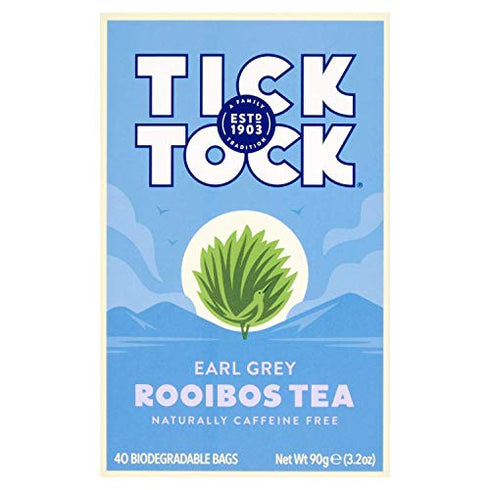 TICK TOCK TEAS Bags Earl Grey Rooibos Tea, 40 Count - Packaging May Vary