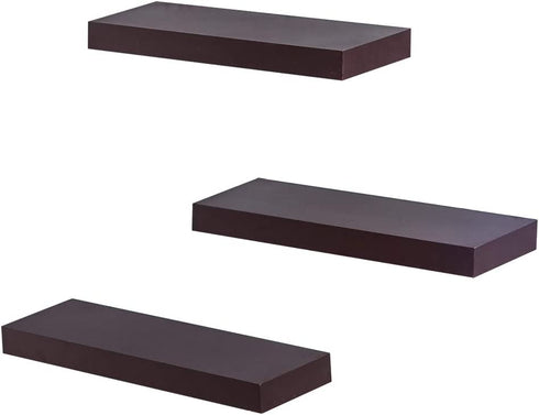 ZGZD Floating Shelves for Wall, Easy to Install, Set of 3, 5.9" Deep (Espresso Brown)