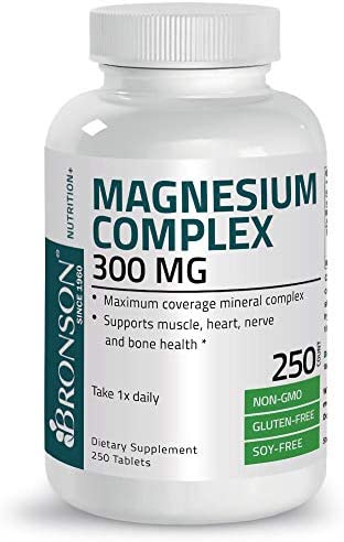 Triple Magnesium Complex Maximum Coverage 300 Mg Magnesium Oxide Magnesium Citrate Magnesium Carbonate, Non-GMO Formula, 250 Tablets