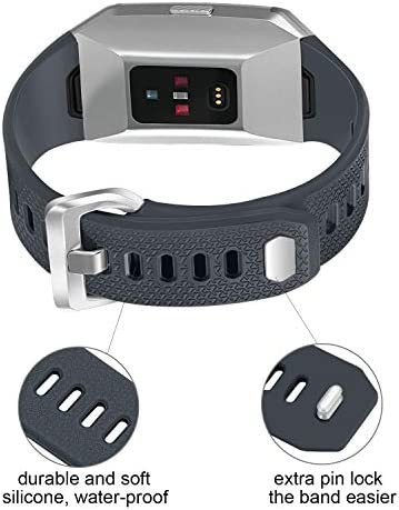 SKYLET Compatible with Fitbit Ionic Bands for Men Women, 3 Pack Soft Sport Replacement Wristbands Compatible with Fitbit Ionic Smart Watch with Buckle(Black, Slate, Gray Small)