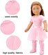 BARWA 18 Inch Doll Clothes Ballet Ballerina Outfits Dance Dress Custume Compatible with 18 Inch Dolls - 4 PCS Pink Leotard with Tutu Skirt, Tights and Ballet Shoes