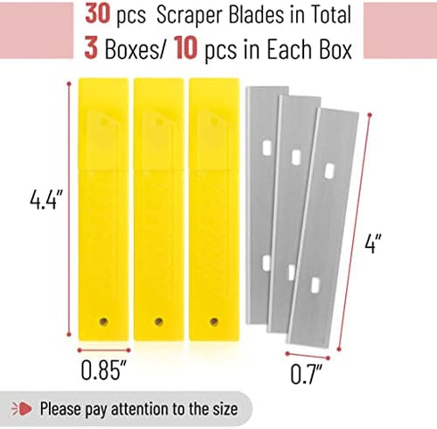 Bates- Scraper Blades, 4 Inch, 30 pcs Replacement Razor Blades, Carbon Steel Razor Blades, Floor Scrapper Blade, Paint Scraper Blades, 4 Inch Scraper Blades.