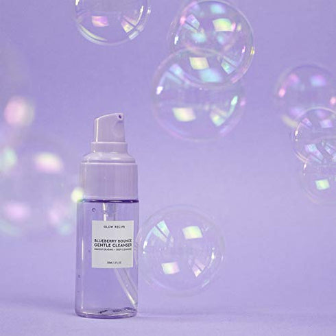 Glow Recipe Mini Blueberry Bounce Gentle Foaming Cleanser - Gentle Exfoliating Facial Wash with Hyaluronic Acid + AHA - Helps Visibly Calm Blemish-Prone Skin, Travel Size Facial Cleanser (30ml / 1 oz)