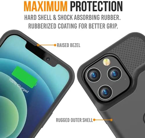 Alpatronix Battery Case for iPhone 13 and iPhone 13 Pro (6.1 inch), Strong Slim Portable Protective Extended Charger Cover with Wireless Charging and Certified Connector Chip (BX13) – Black