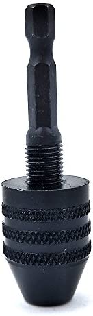 0.3-6.5mm Keyless Drill Chuck Conversion Tool,Adapter? 3-Jaw Drill Chuck Screwdriver Adapter with Quick-change 1/4" Hex Shank?1pcs black
