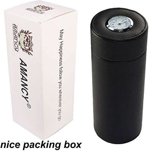 AMANCY Popular Cedar Wood Lined Portable Travel Leather Cigar Humidor Case,Packed by Nice Gift Box