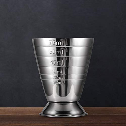 Homestia Measuring Cup Cocktail Jigger Stainless Steel Graduated Cup for Liquid or Dry Mini Espresso Shot Glass Up to 2.5oz, 5Tbsp, 75ml, Silver