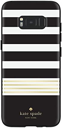 Incipio Samsung Galaxy S8 Kate Spade New York Protective Hard-Shell Case - Stripe 2 (Black/White/Gold Foil)
