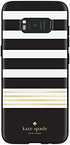 Incipio Samsung Galaxy S8 Kate Spade New York Protective Hard-Shell Case - Stripe 2 (Black/White/Gold Foil)