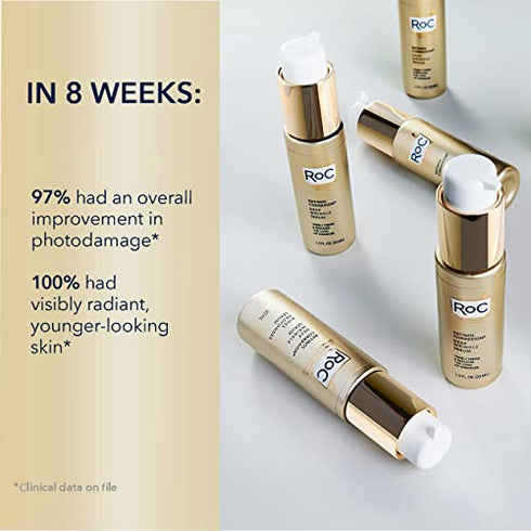 RoC Retinol Correxion Deep Wrinkle Retinol Face Serum with Ascorbic Acid, Daily Anti-Aging Skin Care Treatment for Fine Lines, Dark Spots, Acne Scars, 1 Ounce (Packaging May Vary)