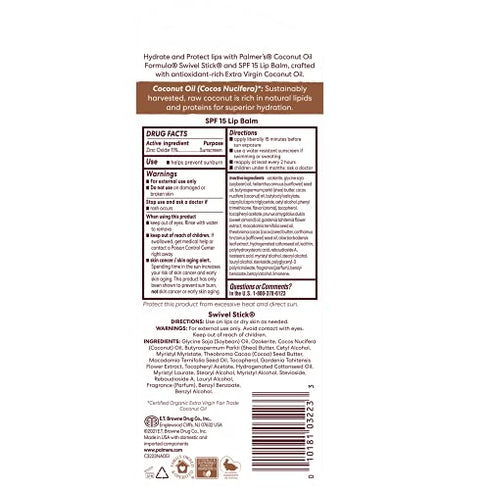 Palmer's Coconut Oil Formula Protect & Hydrate Duo Pack, SPF 15 Lip Balm & Multi-Purpose Swivel Stick (Set of 2)