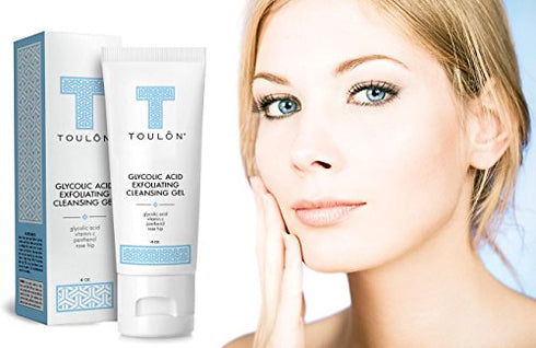 TOULON Glycolic Acid Facial Cleanser: Alpha Hydroxy Face Wash with AHA, Vitamin C & Rose Hip to Exfoliate Dry, Sensitive Skin for Women & Men