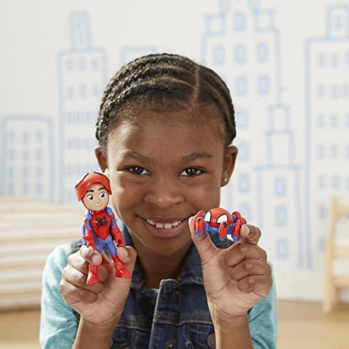 Spidey and His Amazing Friends Marvel Hero Reveal 2-Pack, 4-Inch Scale-Action Figures,-Mask Flip Feature, Spidey and Trace-E, 3 and Up