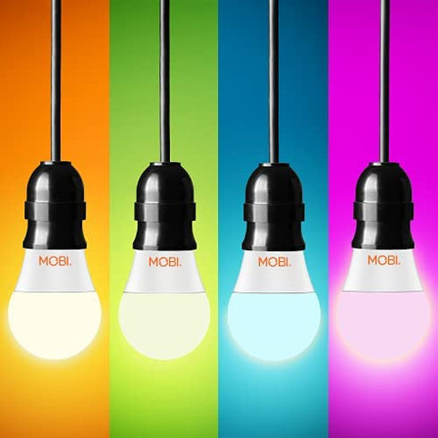 Smart WiFi LED Bulb; MOBI Multi-Color Changing LED Light Bulb for Home; Bedroom, Dimmable & Voice Command, Energy Efficient LED Bulbs, No Hub Required, Compatible with Alexa and Google