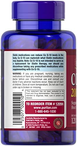 Q-Sorb CoQ10 200mg Supports Heart Health,120 Softgels by Puritan's Pride