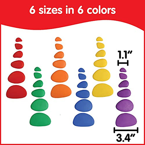 Rainbow Pebbles - Mini Jar - 30 Sorting and Stacking Stones - Early Math Manipulative
