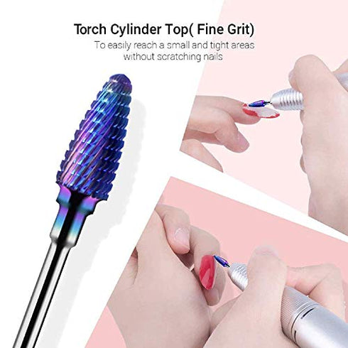 MelodySusie Nail Drill Bits Set, 7pcs Tungsten Carbide Diamond Nail Drill Bits for Acrylic Nails Poly Gel Cuticle Remove, 3/32'' Professional Nail Bits for Nail Drill Efile, Manicure Pedicure Tools