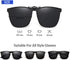 OopsMi Clip On Sunglasses Polarized Unisex Large Lightweight For Prescription Glasses (Black Lens)