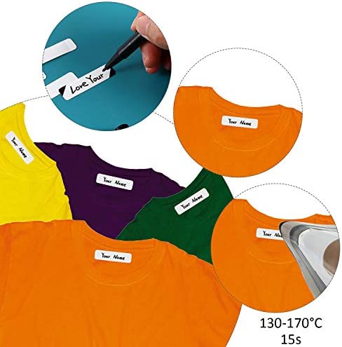 Writable Iron On Clothing Labels, Personalized Iron-on Fabric Labels Name Labels to Mark Your Clothes for School Uniform, College, Day Care and Uniforms (200)
