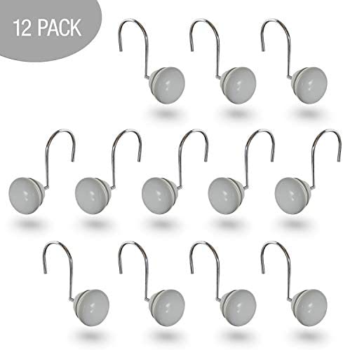 Creative Scents Grey Shower Curtain Hooks Decorative - Set of 12 Shower Curtain Rings for Bathroom Shower Rod - Decorative Shower Hooks for Shower Curtain for Any Bathroom Decor