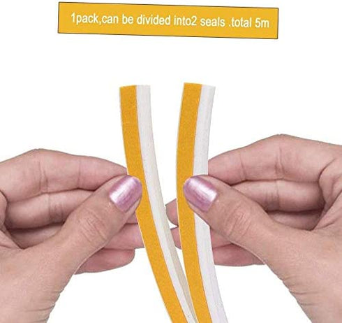 Indoor Weather Stripping,Self Adhesive Foam Window Seal Strip for Doors and Windows Weatherstrip Gap Blocker,7/20-Inch x 6/25-Inch x 8-Feet,(2 Seals Total 16Feet) White