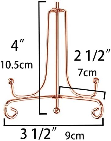 Artliving (2 Pack 4" Iron Display Stand,Rose Gold Small Iron Easel Plate Display Photo Holder Stand, Displays Card,Cookie, Decorative Plates,Artwork