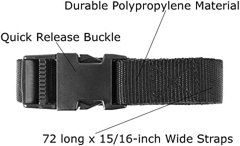 Harrier Hardware Utility Strap with Quick-Release Buckle, Black, 72-Inch, 6-Pack