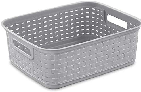 Sterilite 12726A06 Short Weave Basket, Cement, 6-Pack