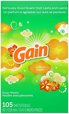 Gain Fabric Softener Dryer Sheets, Island Fresh Scent, 105 count