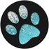 Silver light Blue Dog Paw Print on Black Pattern PopSockets Swappable PopGrip