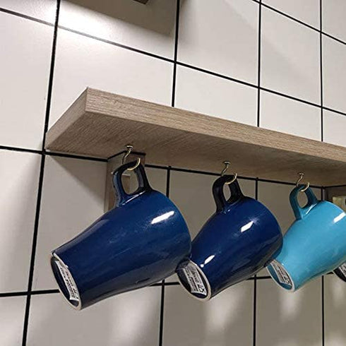FEED GARDEN Cup Screw Hooks 5/8" Metal Ceiling Hooks 50 Pack Heavy Duty Rubbed Bronze Steel Cup Hooks for Coffee Cup,Tea Cup,Plants,Lights,Hooks for Outdoor/Indoor