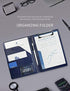 Small Padfolio Clipboard A5 Folder for Writing Pad Refillable 5 x 8 Note pad, Mymazn Faux Leather Clipboard Folder Junior Size Portfolio 5x8 Folio Clip Board (Blue)