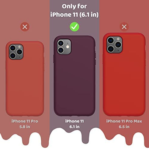 OuXul iPhone 11 Case,Liquid Silicone Gel Rubber Phone Case,Compatible with iPhone 11 Case Cover 6.1 Inch Full Body Slim Soft Microfiber Lining Protective Case (Wine)