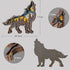 Forest Animals Wooden Wolf Decor, Wolf Figurines and Statues, Howling Wolf Desk Decor with Hollowed Multilayers, Wood Wolf Sculpture Rustic Home Decor, Wolf Decorations for Home Shelf Cabinet Table