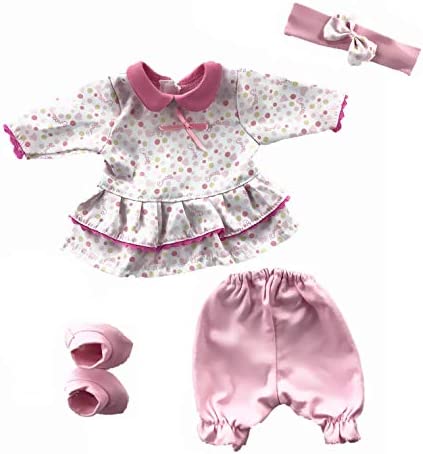 Pedolltree Reborn Baby Dolls Clothes 16 inch Girl 5 Piece Set for 16-17 inch Reborn Baby Girl Dolls