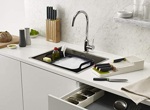 Joseph Joseph 85120 DrawerStore Kitchen Drawer Organizer Tray for Knives Knife Block, Gray