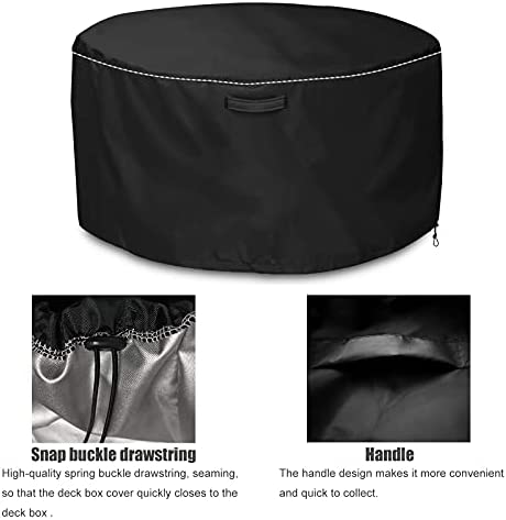 Round Patio Deck Box Cover to Protect Deck Boxes, Round Deck Box Storage(Black, 28 inch)