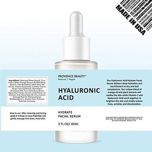 Hyaluronic Acid Hydrating Facial Serum | Ultimate Moisturizing & Anti Aging Therapy - Moisturizes Skin for a Softer, Youthful & Glowing Complexion | Orange Oil & Vitamin C Infused | 2 FL OZ