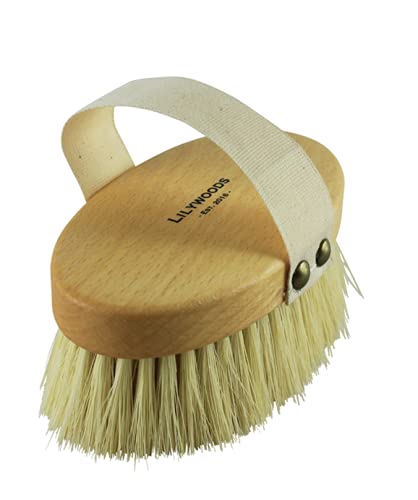 Lilywoods Professional Body Bath Brush with Extra Firm Cactus Bristles and Hand Strap