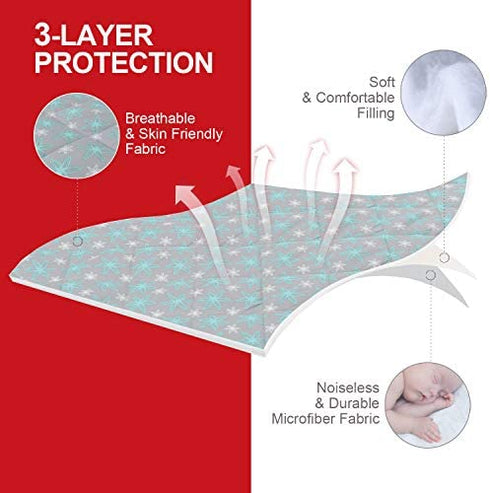 Pack and Play Sheet Quilted, Breathable Thick Play Yard Playpen Sheets, Lovely Print Mattress Pad Cover 39"×27"×5" Fit Baby Portable Mini Cribs, Suitable for Graco Play Yards and Foldable Mattresses