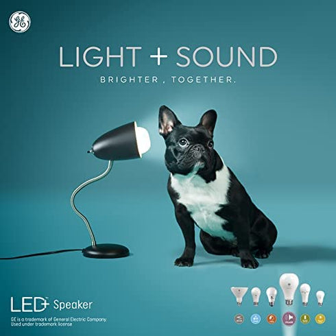 GE LED+ Speaker Light Bulb, Soft White, Bluetooth Speaker, No App or Wi-Fi Required, Remote Included, A21 Light Bulb (1 Pack)